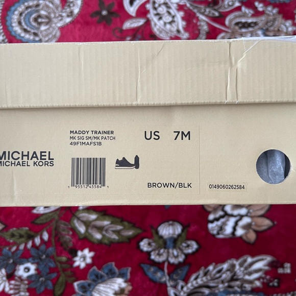 Michael Kors Maddy Size 7 Trainer MK Signature Brown/Black Model 49F1MAFS1B NIB - Picture 8 of 9